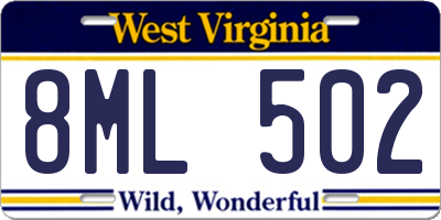 WV license plate 8ML502