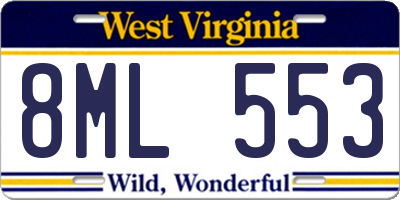 WV license plate 8ML553