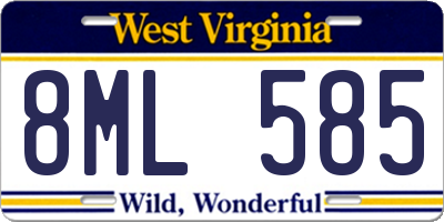 WV license plate 8ML585