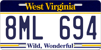 WV license plate 8ML694