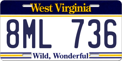 WV license plate 8ML736