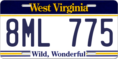 WV license plate 8ML775