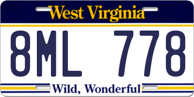 WV license plate 8ML778