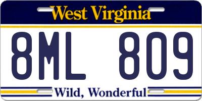 WV license plate 8ML809