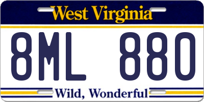 WV license plate 8ML880