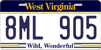 WV license plate 8ML905