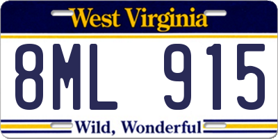 WV license plate 8ML915