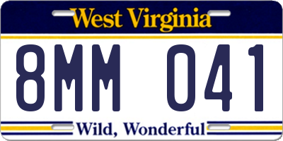 WV license plate 8MM041