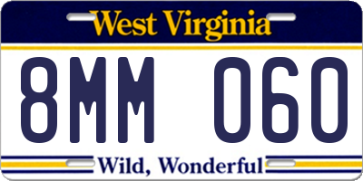 WV license plate 8MM060