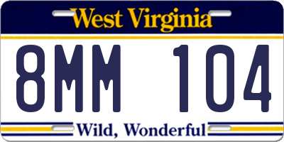 WV license plate 8MM104