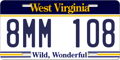 WV license plate 8MM108