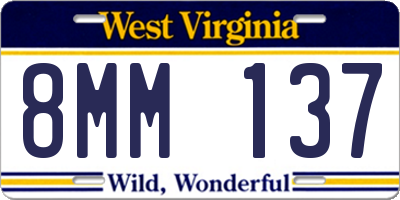 WV license plate 8MM137