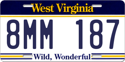 WV license plate 8MM187