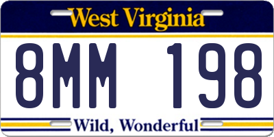 WV license plate 8MM198