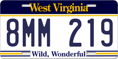 WV license plate 8MM219