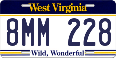 WV license plate 8MM228