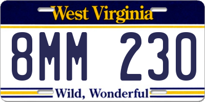 WV license plate 8MM230