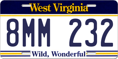 WV license plate 8MM232