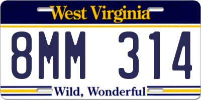 WV license plate 8MM314