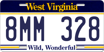 WV license plate 8MM328