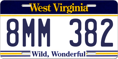 WV license plate 8MM382
