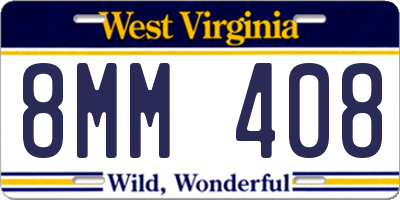 WV license plate 8MM408