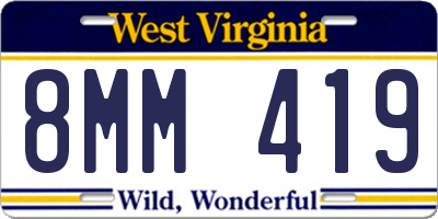 WV license plate 8MM419