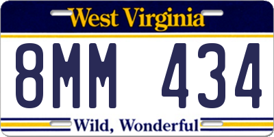 WV license plate 8MM434