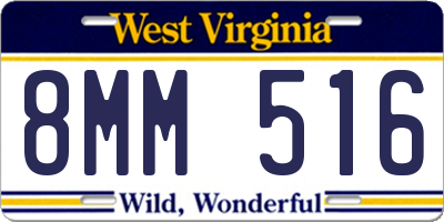 WV license plate 8MM516