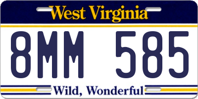 WV license plate 8MM585