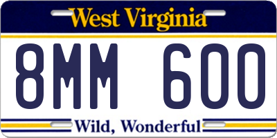WV license plate 8MM600