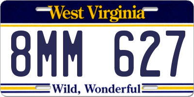 WV license plate 8MM627