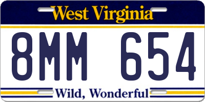 WV license plate 8MM654