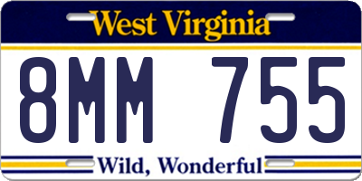 WV license plate 8MM755