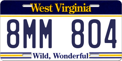 WV license plate 8MM804