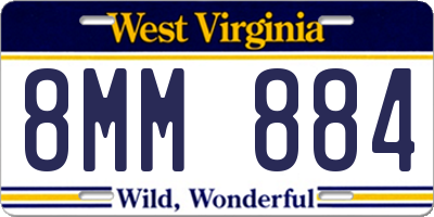 WV license plate 8MM884