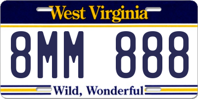 WV license plate 8MM888
