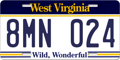 WV license plate 8MN024
