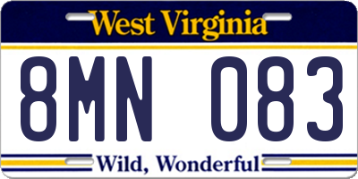 WV license plate 8MN083