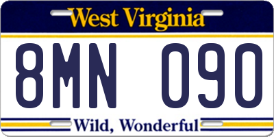 WV license plate 8MN090