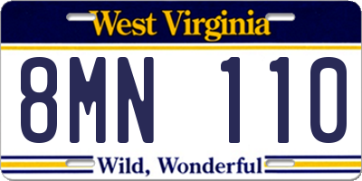 WV license plate 8MN110