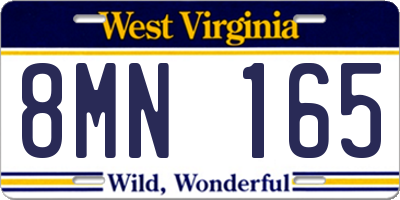 WV license plate 8MN165