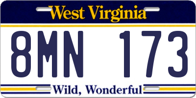 WV license plate 8MN173