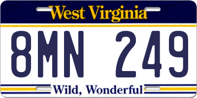 WV license plate 8MN249