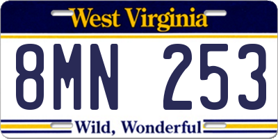 WV license plate 8MN253