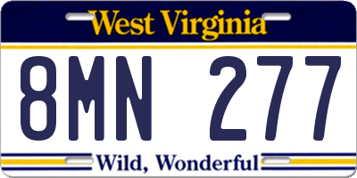 WV license plate 8MN277