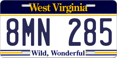 WV license plate 8MN285