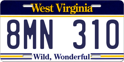 WV license plate 8MN310