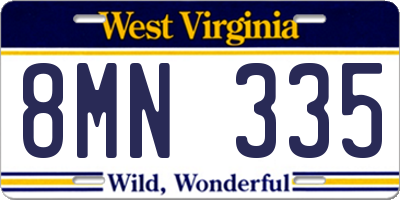 WV license plate 8MN335