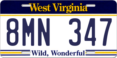 WV license plate 8MN347